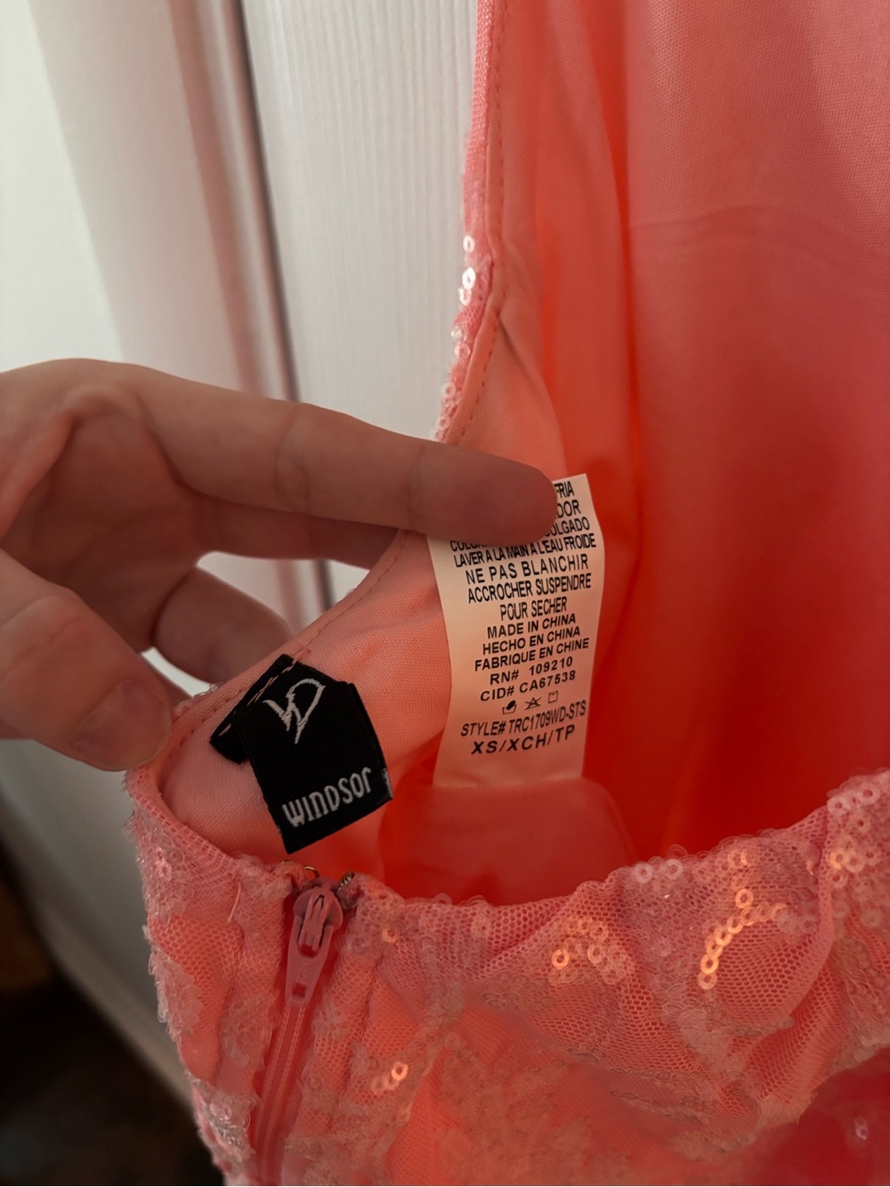 Sequin Coral Pink Party Dress - Picture 4 of 4
